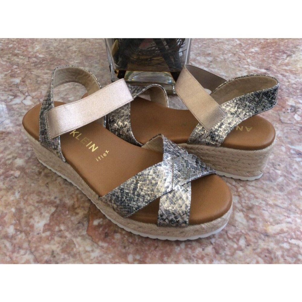 New Anne Klein Cabria Women's Espadrille Wedge Elastic Slip Sandals Size 9.5M